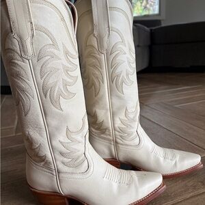 Tecovas Cream Heeled Western Boots